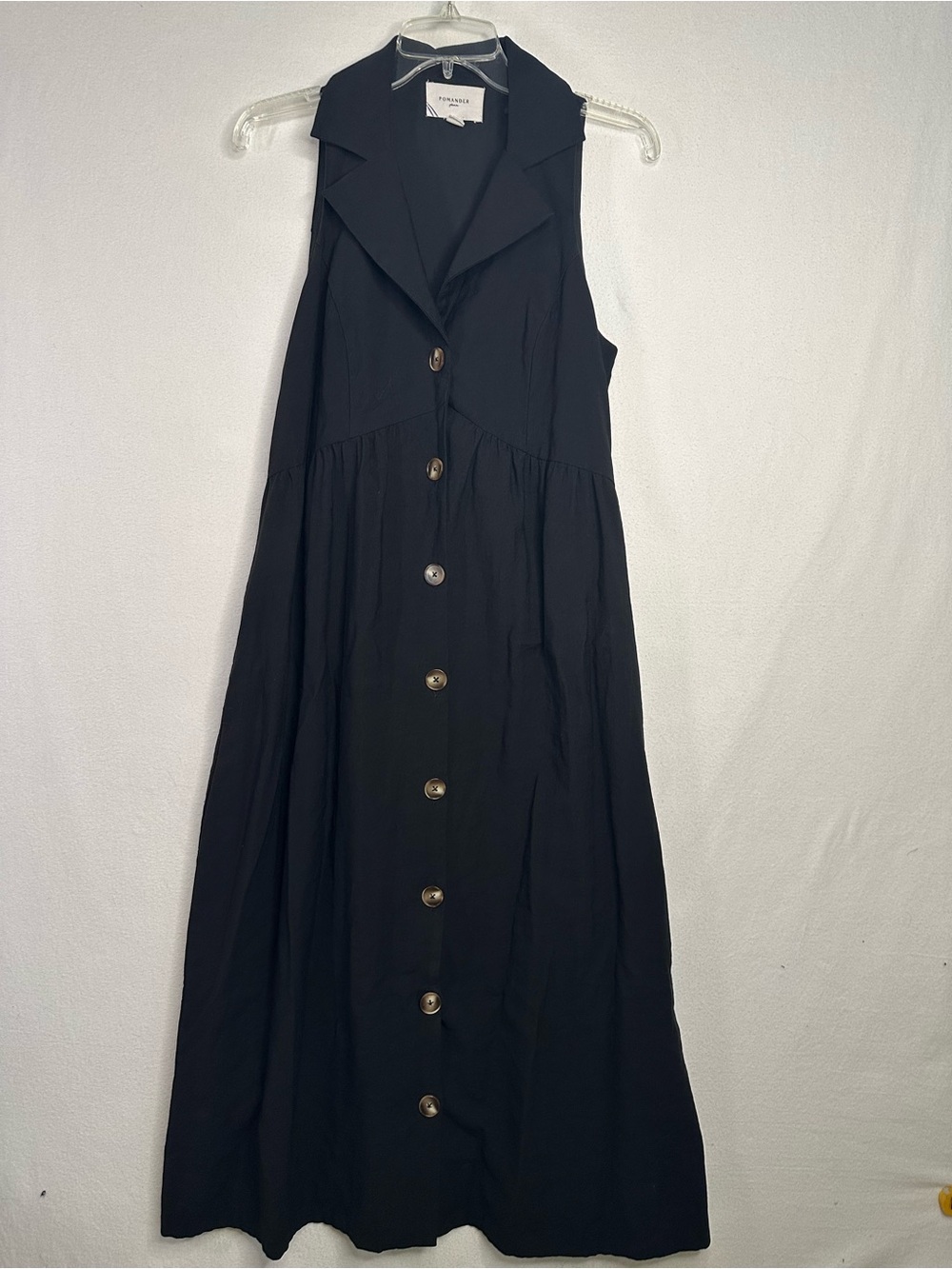 Pomander Place by Tuckernuck Black Jules Midi Dress Small Button Down Sleeveless - Picture 12 of 16